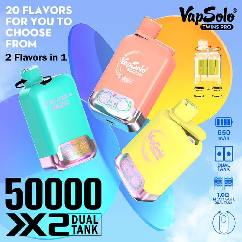 VapSolo Twins Pro 50000 Puffs Disposable Vape